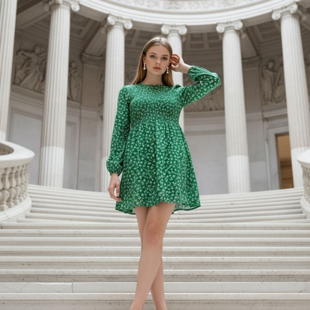 Eesome Green Long Sleeve Dress